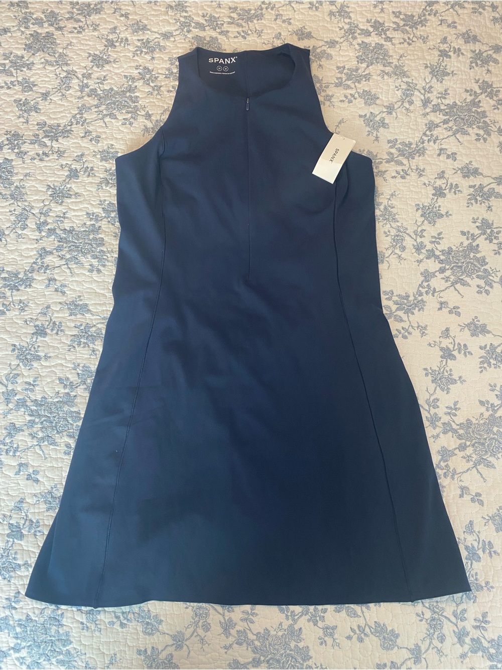Spanx Get Moving Zip Front Dress Timeless Navy Size Medium NWT